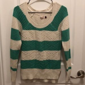 Mint Green/Off White Striped Sweater